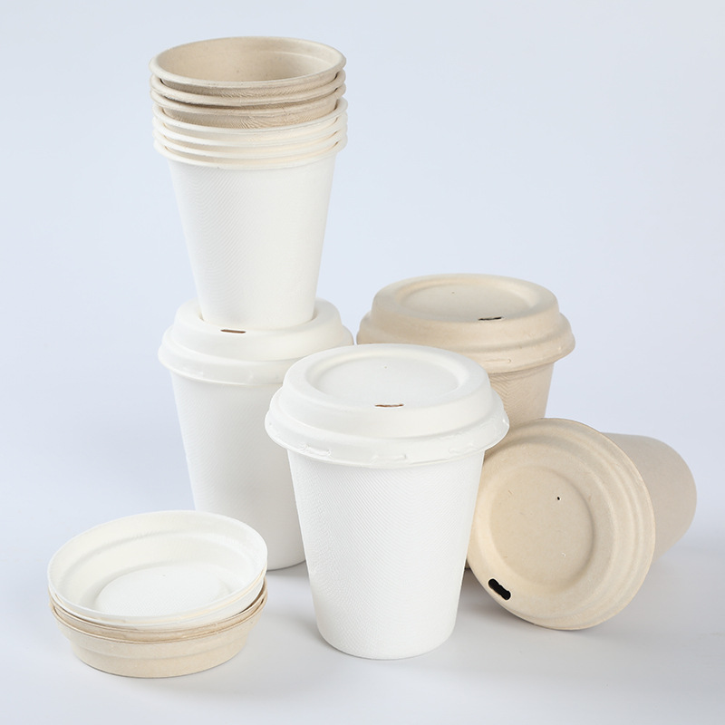 7oz and 8oz bagasse coffee cups with lids